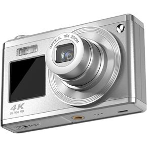 10X Optical Zoom Camera for Travel Photography, 6X Digital Zoom 2.88in IPS Screen 4K 60M Camera, Auto Focus Vlogging Camera Built in Fill Light Photography for Adults