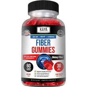 Kaya Naturals Fiber Gummies (30 Gummies) | Adult Dietary Fiber for Men and Women | High Fiber Supplement Gummies for Digestive Health | Immunity Boost and Gut Health Supplements for Women and Men