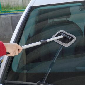 Car Windshield Glass Cleaning Tool，Car Window Cleaner with Unbreakable Extendable Long-Reach Handle and Washable Reusable Microfiber Cloth，Cleaning Supplies for Car Interior Accessories. in Kuwait