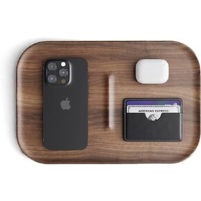 Valet Tray Wooden Premium Wood Catchall Edc Tray for Desk Bedside Concierge Tray Organizer Key Wallet Watch Phone Storage Tray (Walnut) in Kuwait
