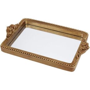 Vintage Black Tray with Mirror Glass Base | Card Holder for Guests During Occasions and Events or Decorative Home and Vanity Organizer