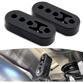 2 PCS 4 Holes Exhaust Rubber Hanger, Adjustable Exhaust Pipe Support Bracket, High-density Muffler Exhaust Hanger, Universal Bushing Muffler Insulator Shock Absorbent Mount Bracket (Black)