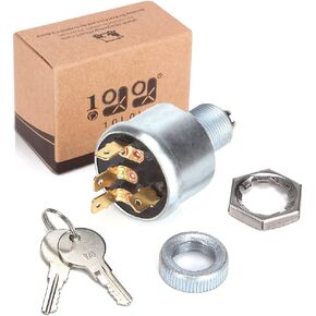 Golf Cart Ignition Switch for EZGO 1968-up with Factory Lights Gas & Electric, 3-Way 4-Terminal with 2 Standard Keys, OEM# 33639-G01 33639G01