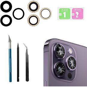 Back Camera Lens Glass Replacement for iPhone 14 Pro,14 Pro Rear Lens Glass Replacement Reparing Toolkit with Pre-Installed Adhesive