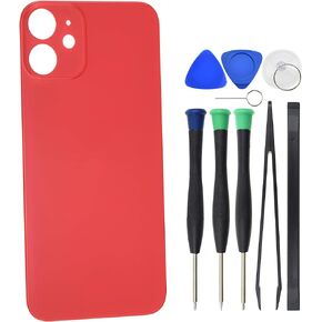 Back Glass for iPhone 12 Mini A2399 A2176 A2398 Replacement with Pre Cut Adhesive - 5.4" Red