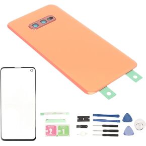 Phone Outer Front and Back Glass Cover for Galaxy S10e with Pre Installed Tapes Repair Tools, Replacement Rear Glass Cover and Front Outer Screen Glass Cover. (Black)