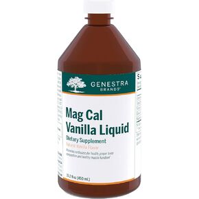 Genestra Brands Mag Cal Vanilla Liquid | Calcium-Magnesium Supplement | 15.2 fl. oz. | Natural Vanilla Flavor