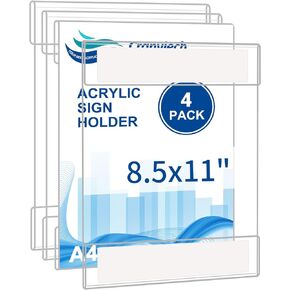 حامل لافتات أكريليك مقاس 8.5 × 11 بوصة، حامل لافتات حائط شفاف مع شريط مزدوج الجوانب، إطار حائط أكريليك بدون حفر للمطاعم والفنادق والمتاجر والمكاتب والمنزل in Kuwait