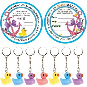 علامات البط، علامة البطة المطاطية المبحرة، بطاقة لعبة البطة، سلسلة مفاتيح بطة صفراء لطيفة ثلاثية الأبعاد مع علامات البطة، 20 بطاقة، 20 سلسلة مفاتيح بطة (أزرق) in Kuwait