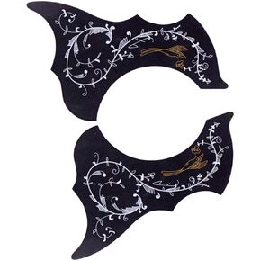2Pcs Acoustic Guitar Pickguard, Self Adhesive Scratchplate Universal Sticker for Left Right Handed 40/41'' Folk Guitar Pickguard Scratch Plate, Black