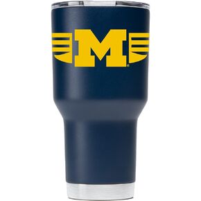 Gametime Sidekicks Michigan 30oz Navy Tumbler - Officially Licensed, 18/8 Stainless Steel, Double-walled, Vacuum-insulated, UV LED Printed Logos, Sweatless, Stays Hot/Cold - 360 Wrap