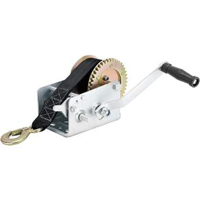 8MILELAKE Heavy Duty 2500lbs Hand Winch Crank Strap Gear Winch for Trailer Boat ATV