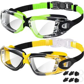 EasYoung Kids Swim Goggles, 2-Pack Swimming Goggles for Child Teens Boys Girls 4-16, Waterproof Swim Pool Goggles