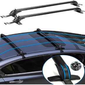 Car Roof Rack, 2-Pieces Universal Roof Rack Cargo Cross Bars Between 43in to 45in Adjustable Window Frame w/Anti-Theft Lock with 4 Keys 165Lbs Capacity for Bike Kayak Cargo Luggage