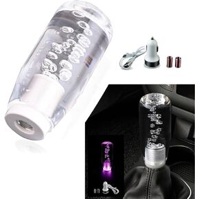1 PC Car Personalized Gear Shift Head, LED Illuminated Crystal Bubble Shift Knob Wave Stick Head, 7.87" Cool Shift Head, Replacement Modification Accessories, for Most Models (Transparent)