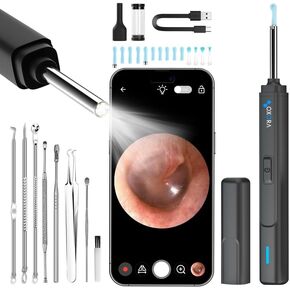 EarScope – Ear Cleaner – Ear Wax Removal Tool Camera – Earwax Remover Kit – Wireless Otoscope with LED Light – Ear Care Cleaning Products – iPhone and Android – Gift for Adults Kids Babies
