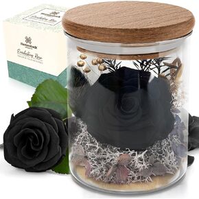 Black Rose Premium Real Roses That Last a Year or More - Forever Rose Funeral Flowers - Preserved Rose in a Glass Dome - Preserved Flower Decor - Eternal Rose Gothic Decor