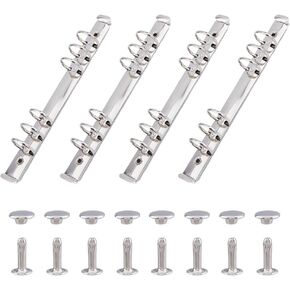 SUPERFINDINGS 4Pcs 6-Hole Ring Binder Mechanisms Replacement Kit A5 Notebook Mechanism Replacement Metal Clip Ring Binder with Screws Nuts Inner Diameter: 21mm