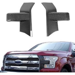 2PCS Car Front Bumper Headlight Grille Cover Trim for 2015-2020 Ford F150 (Carbon Fiber Look)