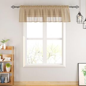 Yellow Valance Sheer Valence 18 inch Curtains Living Room Window Curtain Bedroom Kitchen Small Short Mini Curtain Panels Topper Rod Pocket 1 Panel 52"x18"