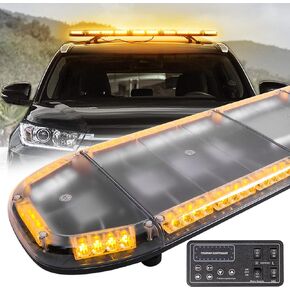 51" Amber Strobe Light Bar Emergency Warning Security 88 LEDs Hazard Flash for Tow Truck Construction Vehicle Car Snowplow Rooftop with Control Pannel