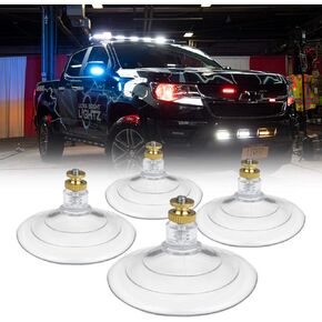 Ultra Bright Lightz Large Threaded Replacement Suction Cups | Dash Light Stick Light Windshield Mount Emergency Vehicle Warning Lights (Set of 4)