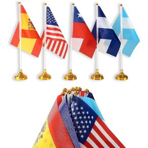 GentleGirl Latin America 21 Countries Flags Spanish Language Speaking Assorted Latino Desk Flags,Small Mini Country International World Table Flag with Stand Base,Sports Events Grand Opening Party