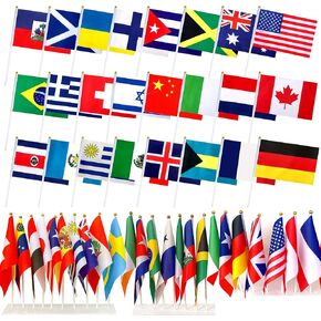 200 Countries International Stick Flags of the World Small Mini Hand Held Flags for Olympics,International Festival,8.2 x 5.5 Inch