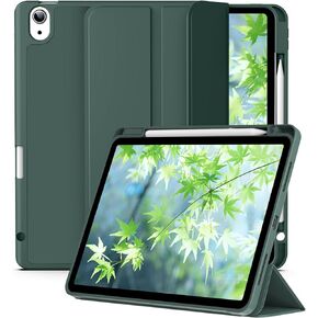 Case for iPad Air 11 inch 2024, iPad Air 5th/4th Generation 2022/2020 10.9 Inch with Pencil Holder, Support Touch ID, Trifold Stand with Soft TPU Back Cover, Auto Sleep/Wake, Black