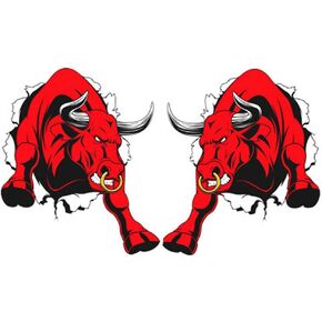 6 inches Car Stickers Vinyl Decal with UV Coating, Angry Bull Fashion Personality, 2PCS (Style 1)