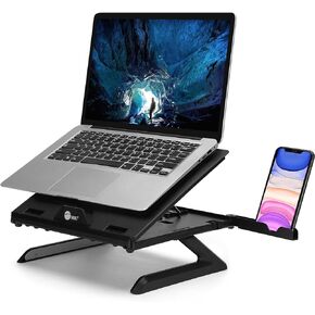 SIIG Laptop Stand, Ergonomic Adjustable Riser Stand, Smart Phone Holder & Heat-Vent, Portable Design Fit 10" to 17" (CE-MT3911-S1)