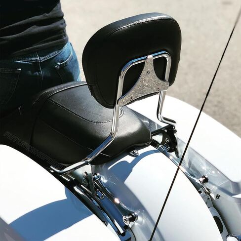 يناسب 2021 Street Glide Sissy Bar 09-22 شريط Sissy قابل للفصل في وضع مستقيم للدراجات النارية Harley Touting Road King Road Glide Powersports Sissy Bars Pad Electra Glide Passenger Backrest Pad (كروم) in Kuwait