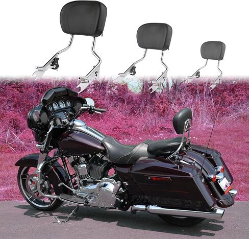 يناسب 2021 Street Glide Sissy Bar 09-22 شريط Sissy قابل للفصل في وضع مستقيم للدراجات النارية Harley Touting Road King Road Glide Powersports Sissy Bars Pad Electra Glide Passenger Backrest Pad (كروم) in Kuwait