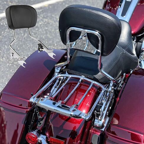 يناسب 2021 Street Glide Sissy Bar 09-22 شريط Sissy قابل للفصل في وضع مستقيم للدراجات النارية Harley Touting Road King Road Glide Powersports Sissy Bars Pad Electra Glide Passenger Backrest Pad (كروم) in Kuwait