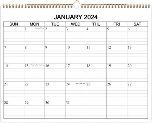 تقويم الحائط 2024 - تقويم الحائط من يناير 2024 إلى ديسمبر 2024، تقويم حائط 12 شهرًا مع ورق ممتاز رائع للمنزل أو المكتب، مخطط حائط أسود مقاس 8.5 بوصة × 11.5 بوصة 2024 in Kuwait