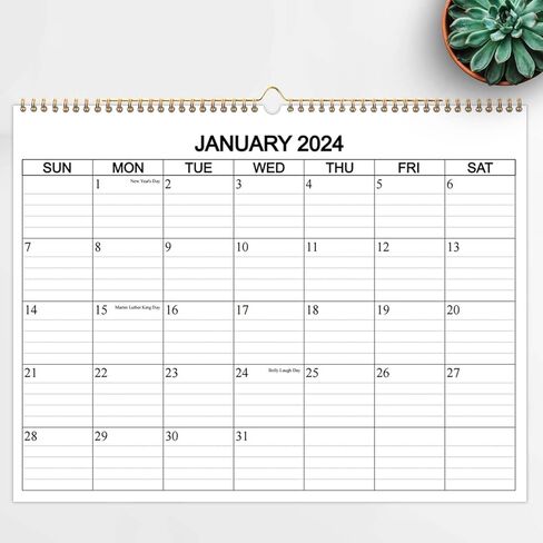 تقويم الحائط 2024 - تقويم الحائط من يناير 2024 إلى ديسمبر 2024، تقويم حائط 12 شهرًا مع ورق ممتاز رائع للمنزل أو المكتب، مخطط حائط أسود مقاس 8.5 بوصة × 11.5 بوصة 2024 in Kuwait