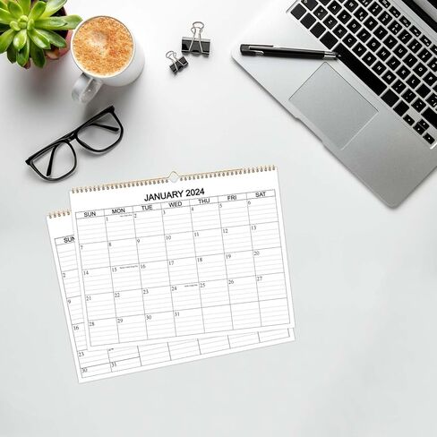 تقويم الحائط 2024 - تقويم الحائط من يناير 2024 إلى ديسمبر 2024، تقويم حائط 12 شهرًا مع ورق ممتاز رائع للمنزل أو المكتب، مخطط حائط أسود مقاس 8.5 بوصة × 11.5 بوصة 2024 in Kuwait