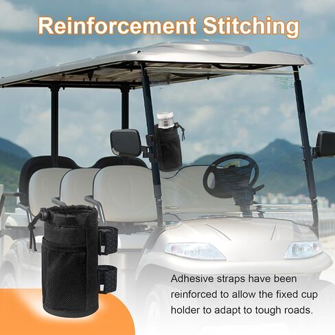 Augeny Bike Cup Holder, Oxford Water Bottle Holder with Mesh Pocket and Cord Lock, Cycling Water Bottle Drink Organizer, Universal Handlebar Accessories for Boat, Scooter, Wheelchair (Black) in Saudi Arabia