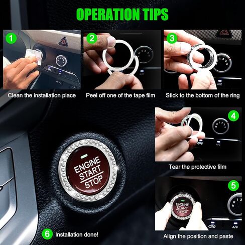 ouzorp 2 حزمة من قواعد أكواب السيارة اللامعة، 1 حزمة زر تشغيل السيارة، مقاومة للماء وغير قابلة للانزلاق ومضادة للانسكاب، قاعدة أكواب للسيارة من حجر الراين الكريستالي اللامع، إكسسوارات داخلية للسيارة - أسود in Kuwait