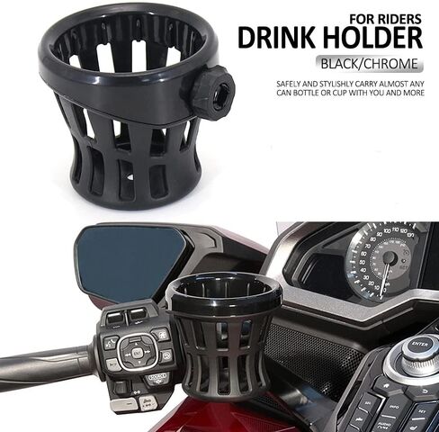 Motorcycle Handlebar Cup Holder Drink Mounted for Harley Dyna Softail Electra Glide 1996-up for Honda Goldwing GL1800 handlebar cup holder drink with mesh holder (102 MM Chrome) in Saudi Arabia