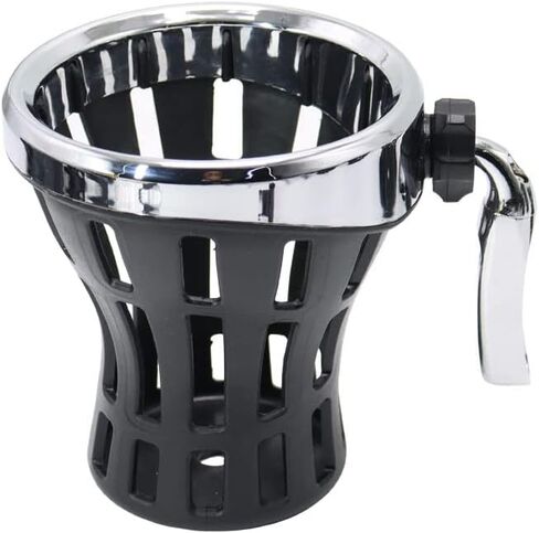Motorcycle Handlebar Cup Holder Drink Mounted for Harley Dyna Softail Electra Glide 1996-up for Honda Goldwing GL1800 handlebar cup holder drink with mesh holder (102 MM Chrome) in Saudi Arabia