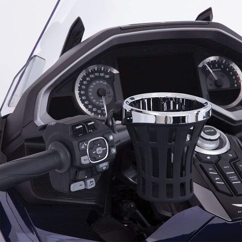 Motorcycle Handlebar Cup Holder Drink Mounted for Harley Dyna Softail Electra Glide 1996-up for Honda Goldwing GL1800 handlebar cup holder drink with mesh holder (102 MM Chrome) in Saudi Arabia