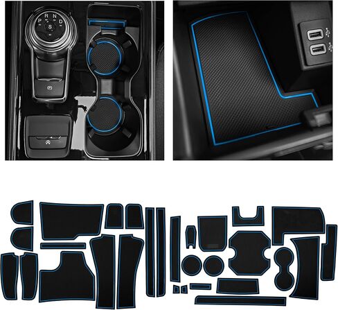 CupHolderHero يناسب ملحقات Ford Edge 2020-2023، حشوات حامل أكواب داخلية فاخرة مضادة للانزلاق ومضادة للغبار، وسجادات بطانة وحدة التحكم المركزية، وبطانات جيب الباب، مجموعة 28 قطعة (زخرفة حمراء) in Saudi Arabia