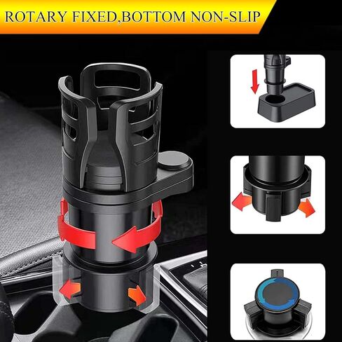 حامل أكواب السيارة مع قاعدة قابلة للتعديل، حامل أكواب مزدوج متعدد الوظائف للسيارة، حامل أكواب متعدد مناسب لزجاجة المشروبات والوجبات الخفيفة وما إلى ذلك. in Kuwait
