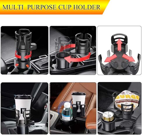 حامل أكواب السيارة مع قاعدة قابلة للتعديل، حامل أكواب مزدوج متعدد الوظائف للسيارة، حامل أكواب متعدد مناسب لزجاجة المشروبات والوجبات الخفيفة وما إلى ذلك. in Kuwait