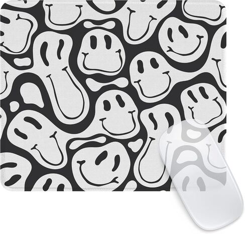 Seorsok Square Mouse Pad Cute Retro Smiley Hippie,Office Home Personalized Premium-Textured Mouse Mat Design,Waterproof Mousepad,Non-Slip Rubber Base Computer Mouse Pads for Wireless Mouse in Saudi Arabia