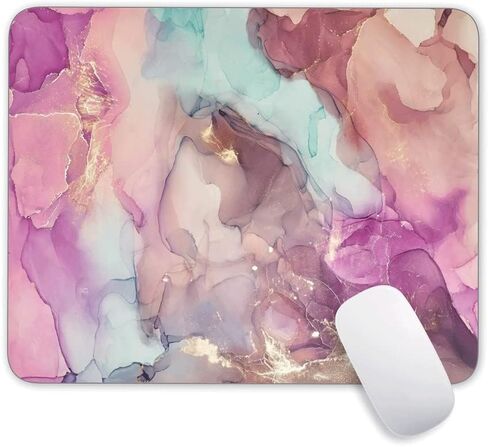 Purple Gold Marble Mouse Pad, Gaming Mouse Mat with Custom Design, Square Waterproof Mouse Pad Non-Slip Rubber Base MousePads for Office Home Laptop Travel, 9.5"x7.9"x0.12" Inch in Saudi Arabia