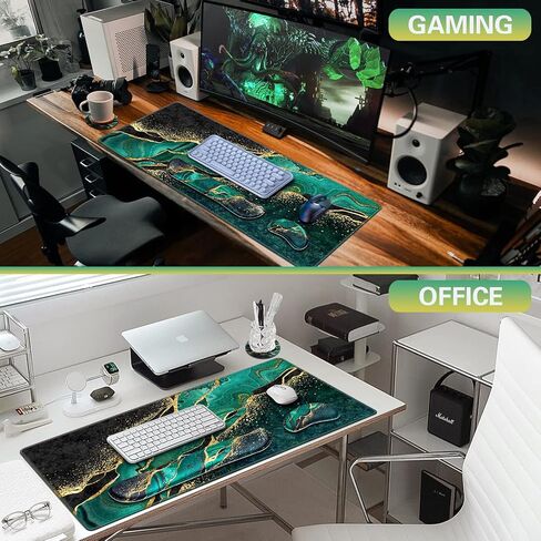 Canjoy Desk Mat with Wrist Rest, Keyboard and Mouse Pad Wrist Support Pad ﻿ | 4-in-1 Big Large Mouse Pad(35.4×15.7in) + Keyboard Wrist Rest + Coaster, Extended Keyboard Mat Computer Desk Pad Memory Foam in Kuwait