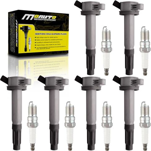 مجموعة من 6 ملفات إشعال UF486 6E5E-12A375BA و6 قطع شمعات إشعال إيريديوم متوافقة مع فورد فيوجن إسكيب ميركوري مارينر ميلان مازدا تريبيوت لينكولن زيفير 3.0 لتر V6 in Kuwait