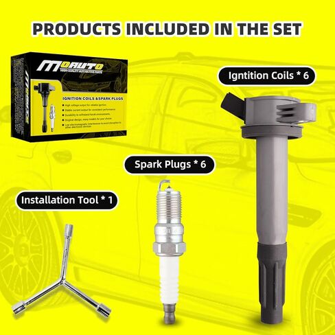 مجموعة من 6 ملفات إشعال UF486 6E5E-12A375BA و6 قطع شمعات إشعال إيريديوم متوافقة مع فورد فيوجن إسكيب ميركوري مارينر ميلان مازدا تريبيوت لينكولن زيفير 3.0 لتر V6 in Kuwait